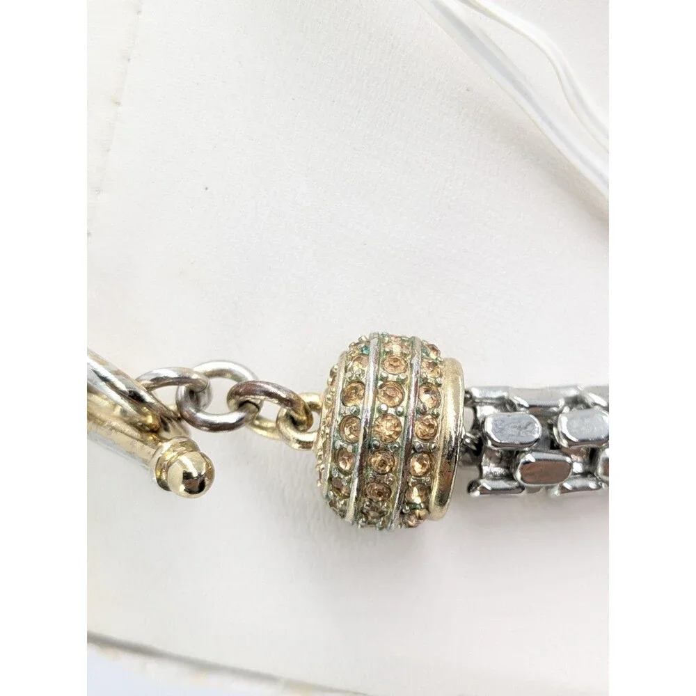 Banana Republic Silver Tone Chunky Chain Rhinestone Collar Necklace 122g 9.0mm